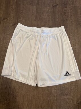 adidas White Men's Athletic Shorts with Black Logo
